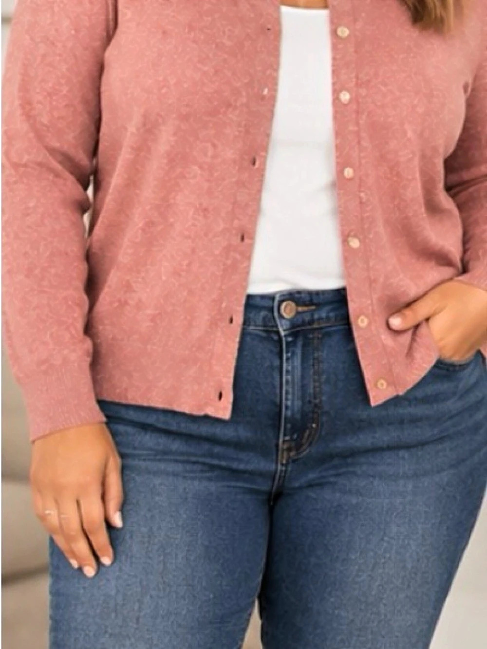 29โ ptp PinkButton-Front Cardigan